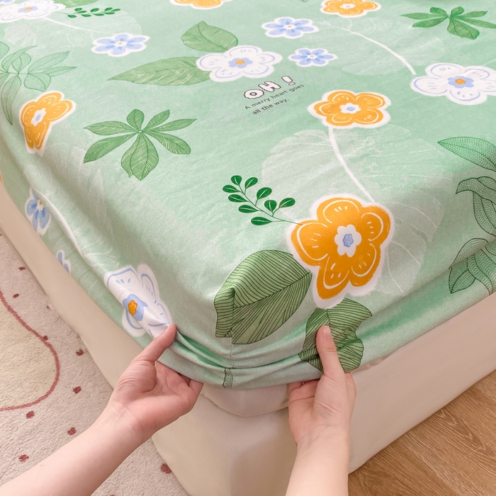 91家纺网 家纺一手货源 找家纺 红日子 2025新款生态斜纹植物羊绒单床笠磨毛床笠三件套 珍珠花语