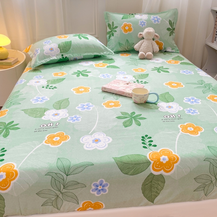 91家纺网 家纺一手货源 找家纺 红日子 2025新款生态斜纹植物羊绒单床笠磨毛床笠三件套 珍珠花语