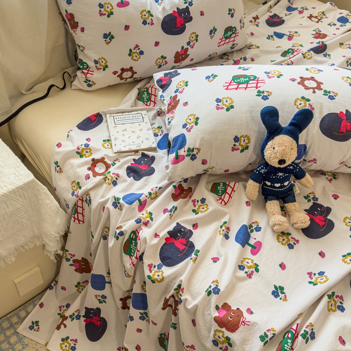 91家纺网 家纺一手货源 找家纺 花伞家居 2025新款印花双层纱单床单床笠（提供买家秀） 休闲一刻