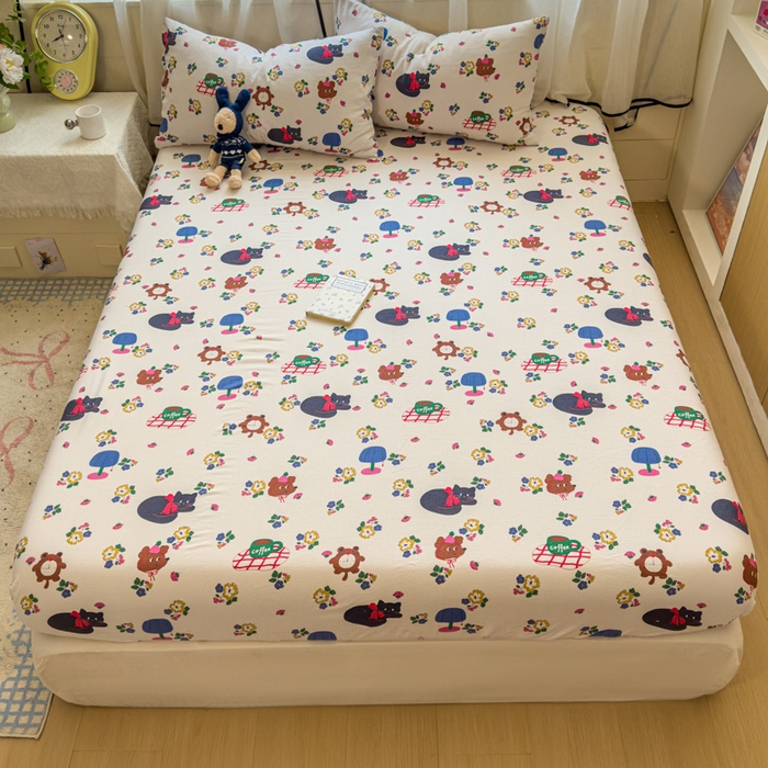 91家纺网 家纺一手货源 找家纺 花伞家居 2025新款印花双层纱单床单床笠（提供买家秀） 休闲一刻