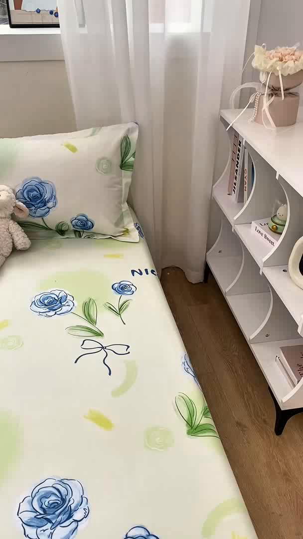 91家纺网 家纺一手货源 找家纺 红日子 2025新款生态斜纹植物羊绒单床笠磨毛床笠三件套 花町物语 +1