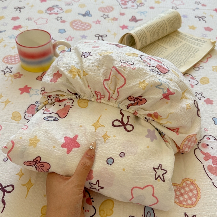 花伞家居 2025新款印花双层纱单床单床笠（提供买家秀） 追蝴蝶