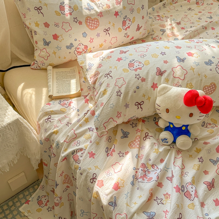 91家纺网 家纺一手货源 找家纺 花伞家居 2025新款印花双层纱单床单床笠（提供买家秀） 追蝴蝶