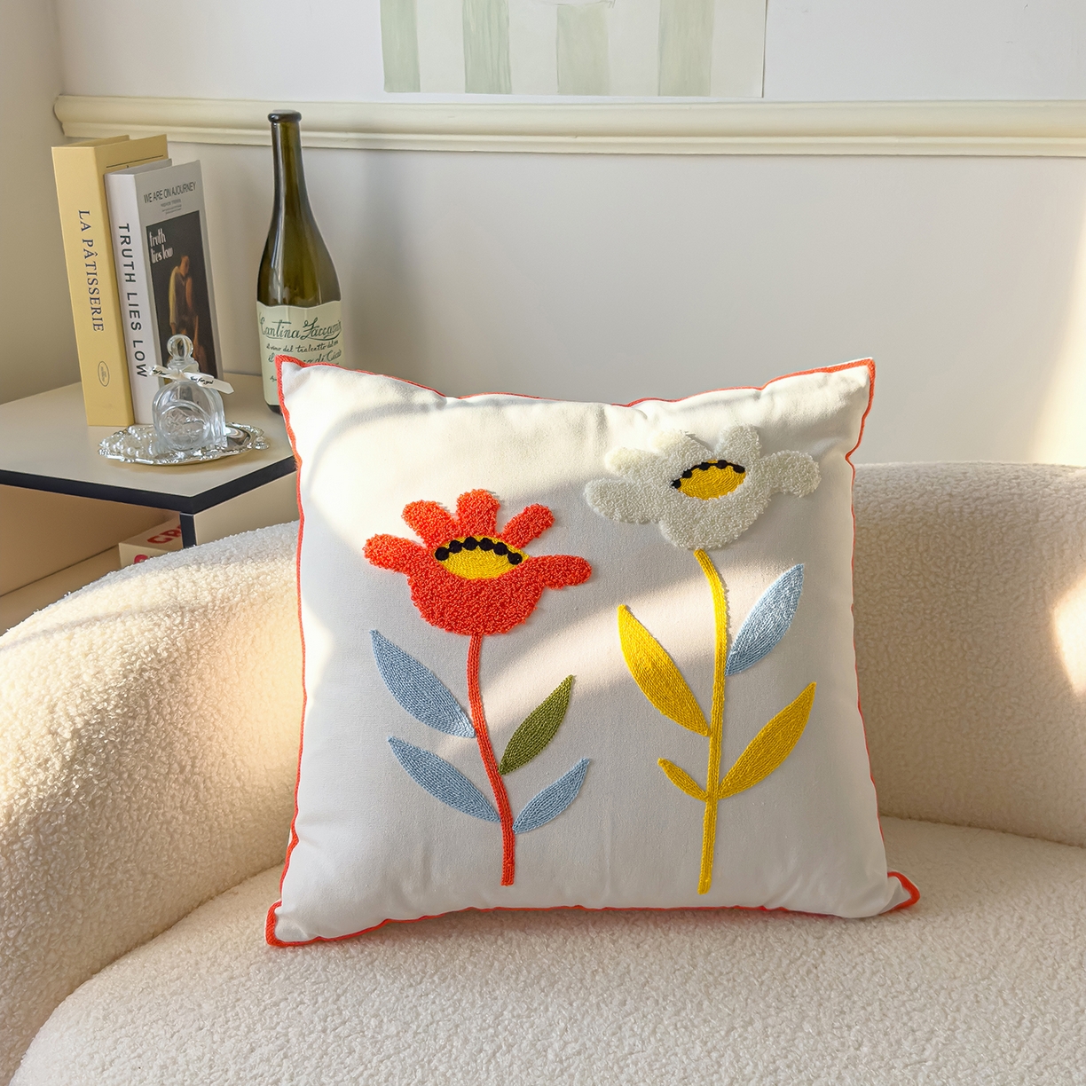 91家纺网 家纺一手货源 找家纺 （总）诺可 2025新款全棉毛巾绣立体感跨境外贸跳色碰撞系类抱枕抱枕套