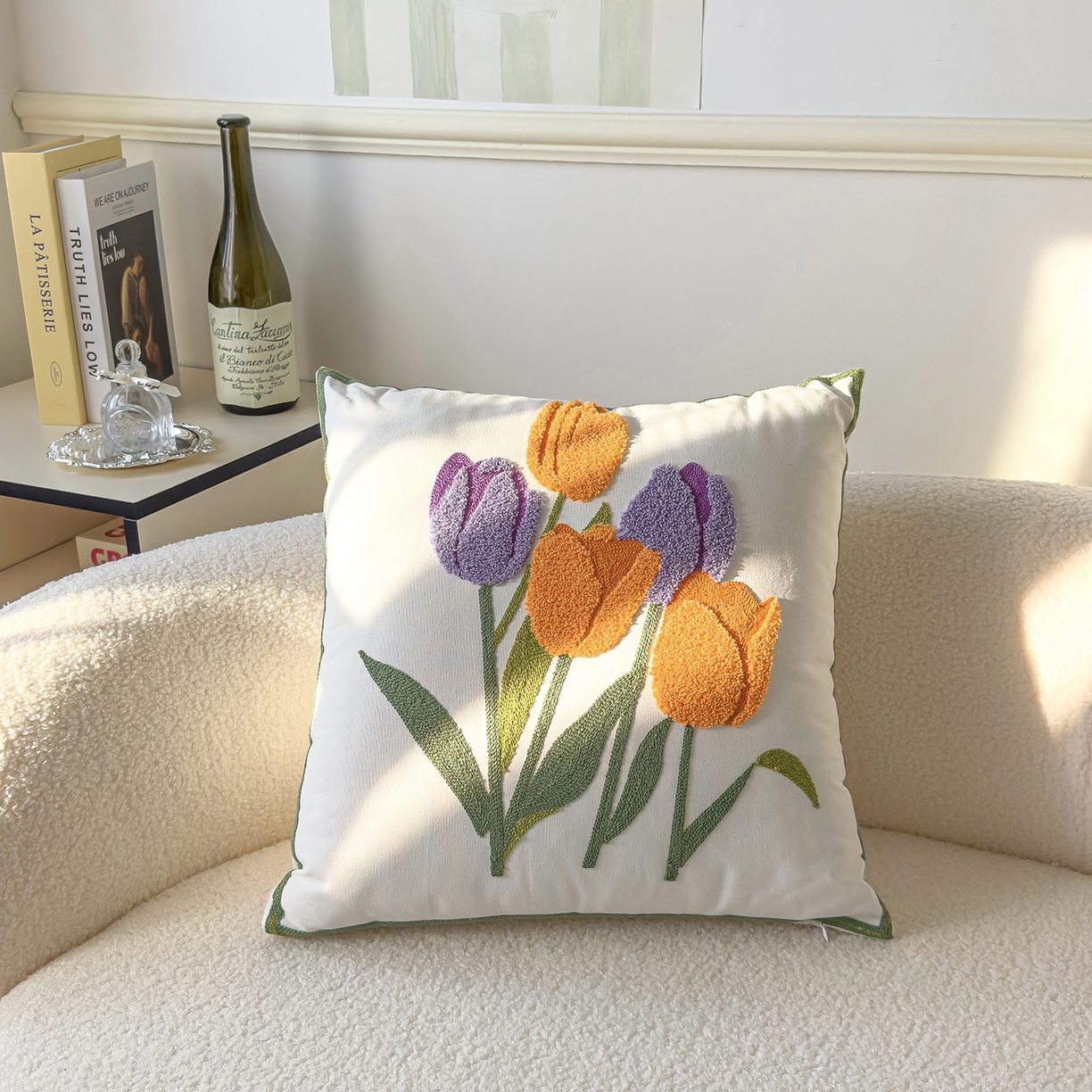 91家纺网 家纺一手货源 找家纺 （总）诺可 2025新款全棉毛巾绣立体感跨境外贸跳色碰撞系类抱枕抱枕套