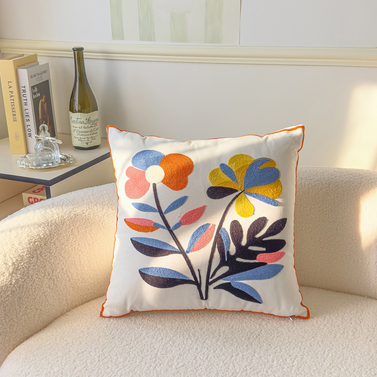 91家纺网 家纺一手货源 找家纺 （总）诺可 2025新款全棉毛巾绣立体感跨境外贸跳色碰撞系类抱枕抱枕套