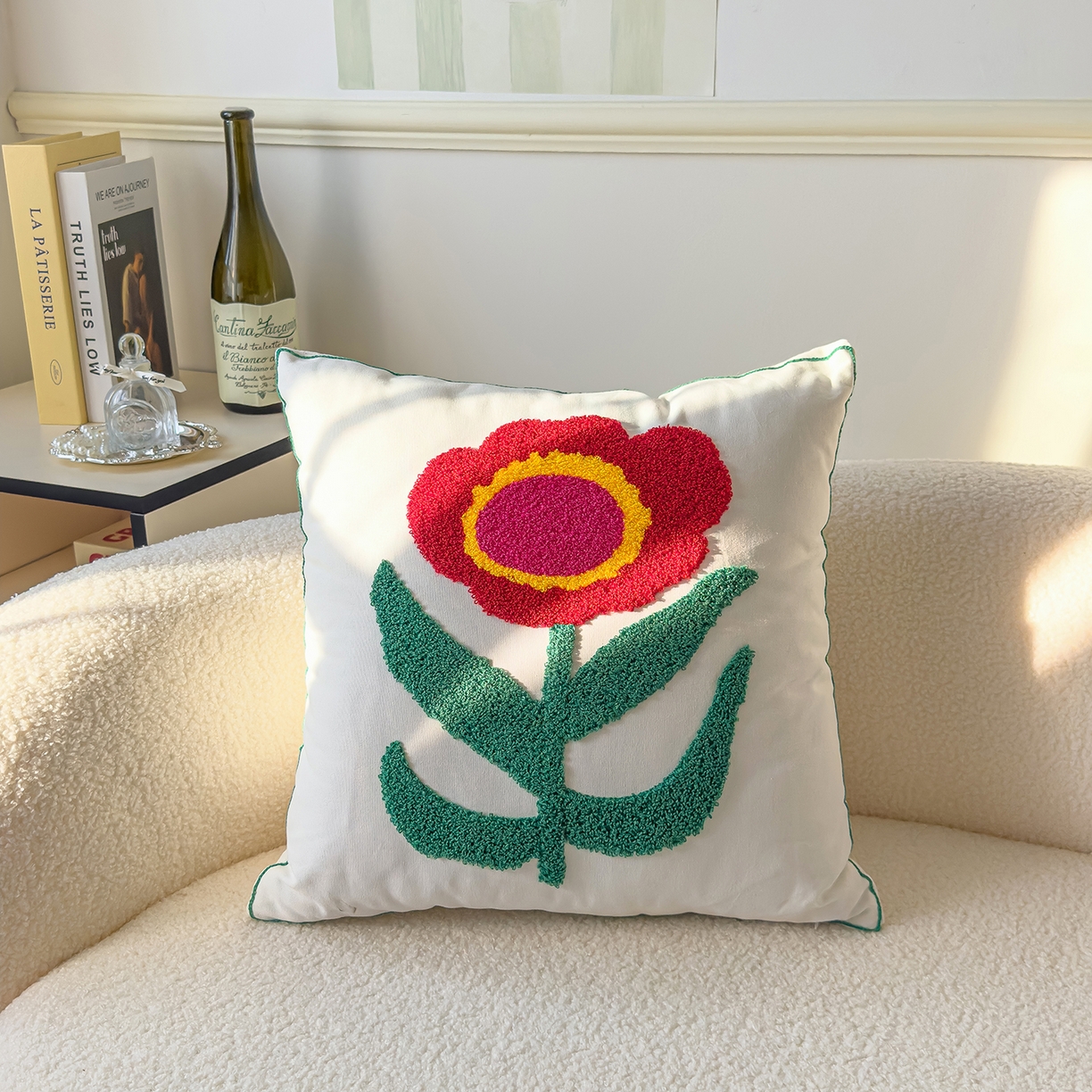 91家纺网 家纺一手货源 找家纺 （总）诺可 2025新款全棉毛巾绣立体感跨境外贸跳色碰撞系类抱枕抱枕套