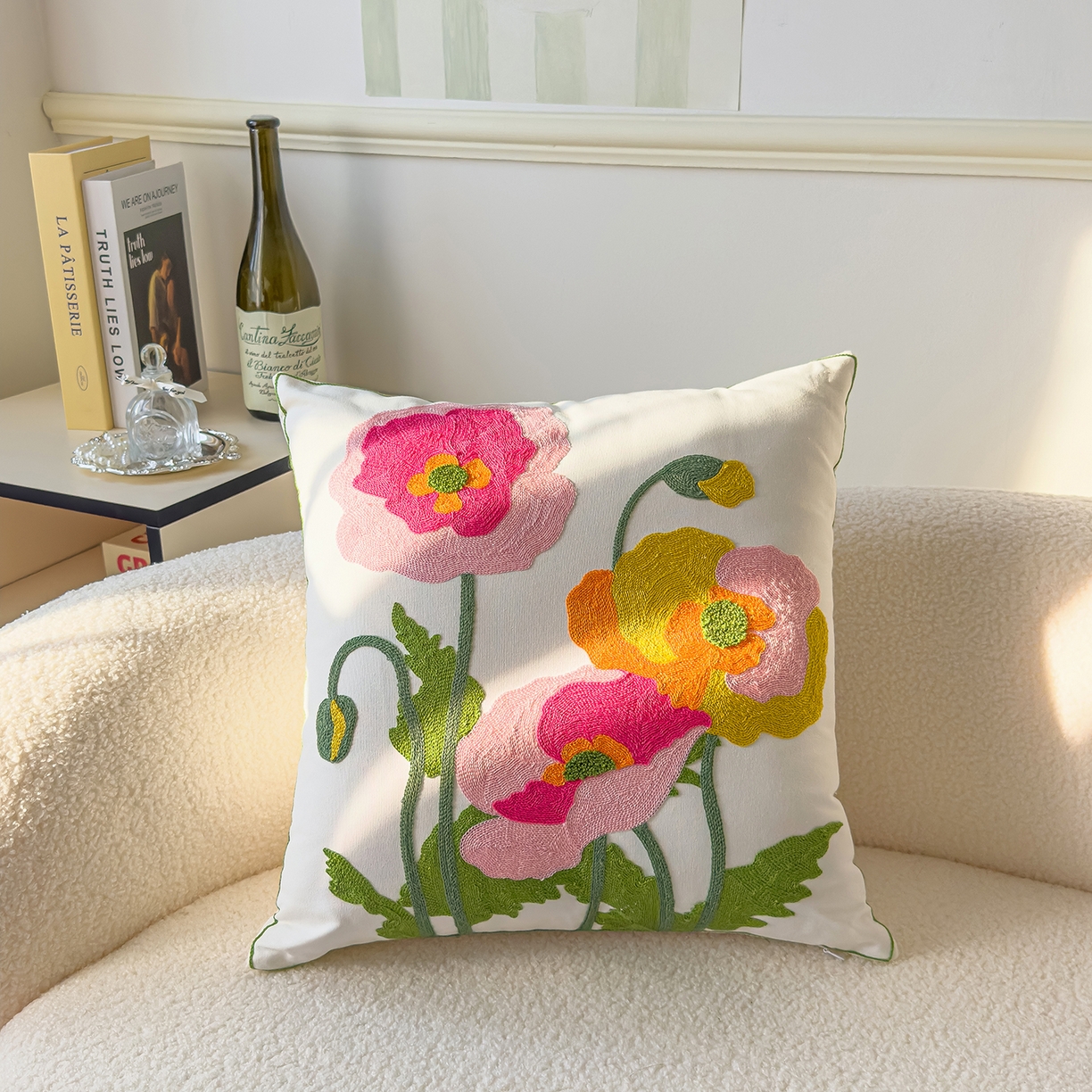 91家纺网 家纺一手货源 找家纺 （总）诺可 2025新款全棉毛巾绣立体感跨境外贸跳色碰撞系类抱枕抱枕套