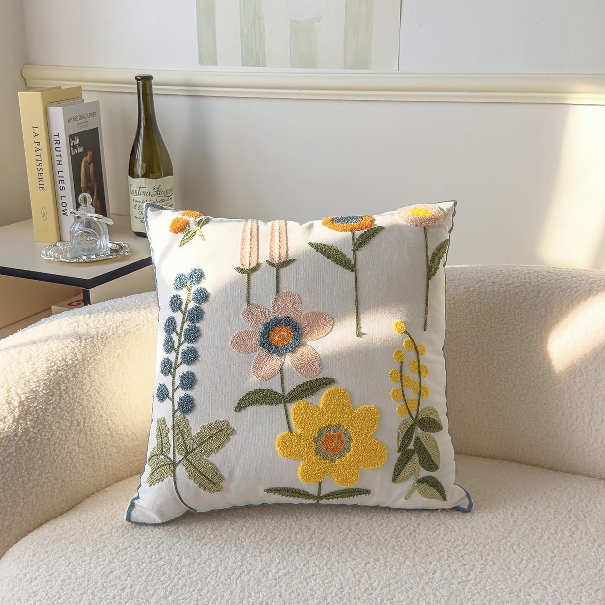 91家纺网 家纺一手货源 找家纺 诺可 2025新款全棉毛巾绣立体感跨境外贸跳色碰撞系类抱枕抱枕套 麦穗