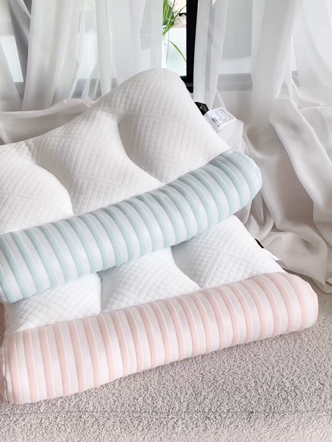 91家纺网 家纺一手货源 找家纺 （总）仁宇枕业 2025新款新品 新一代彩色针织反c深睡牵引分区枕头枕芯