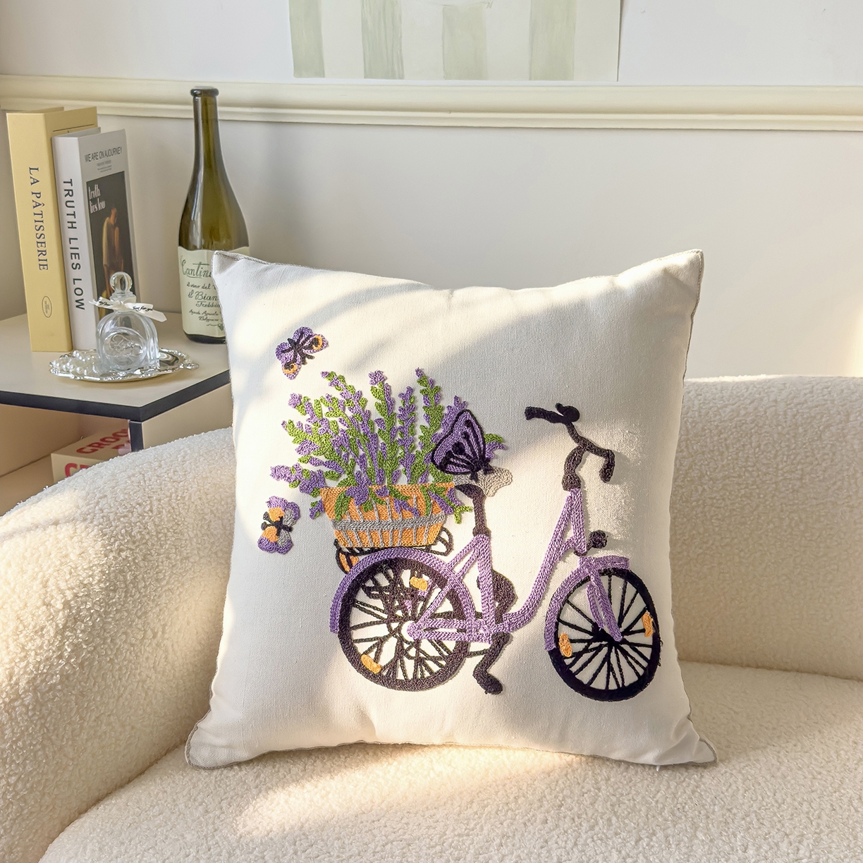 91家纺网 家纺一手货源 找家纺 诺可 2025新款全棉毛巾绣立体感跨境外贸跳色碰撞系类抱枕抱枕套 自行花束