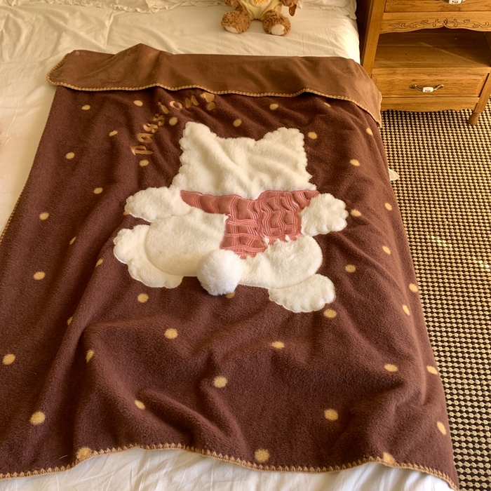 91家纺网 家纺一手货源 找家纺 桃喜 2025秋冬新款仿生羊绒毛毯毯子 波点围巾狗狗