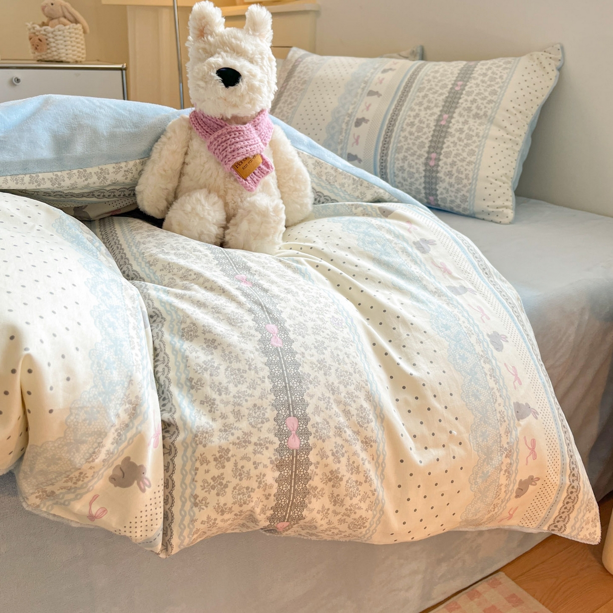 91家纺网 家纺一手货源 找家纺 （总）麦伦家居 2025秋冬新款多功能床品全棉+牛奶绒印花四件套