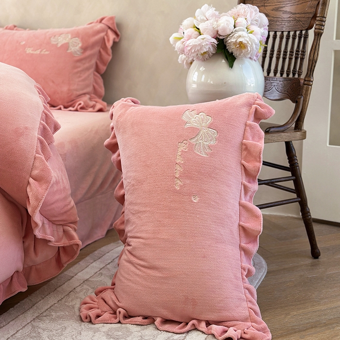 91家纺网 家纺一手货源 找家纺 可以家居 2025新款高克重全消光超细旦奶芙云绒四件套-玛利亚系列-莫妮卡 莫妮卡粉豆沙