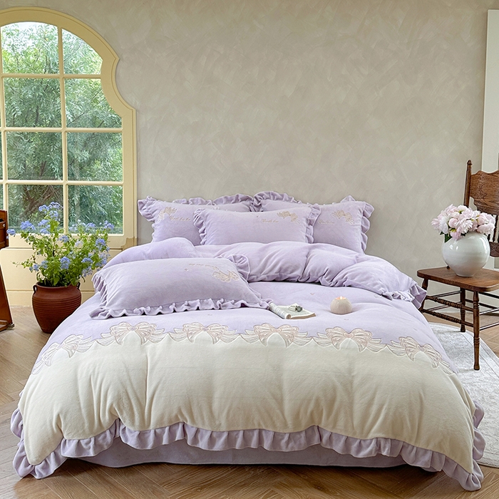 可以家居 2025新款高克重全消光超细旦奶芙云绒四件套-玛利亚系列-莫妮卡 莫妮卡优雅紫