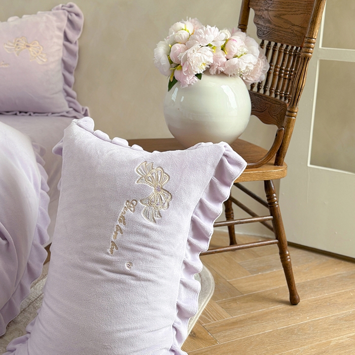 91家纺网 家纺一手货源 找家纺 可以家居 2025新款高克重全消光超细旦奶芙云绒四件套-玛利亚系列-莫妮卡 莫妮卡优雅紫