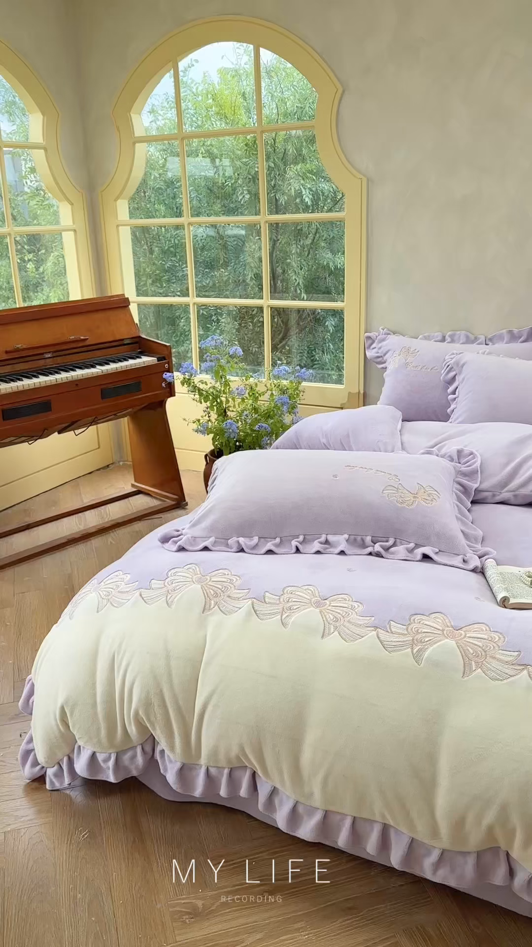 91家纺网 家纺一手货源 找家纺 可以家居 2025新款高克重全消光超细旦奶芙云绒四件套-玛利亚系列-莫妮卡 莫妮卡优雅紫