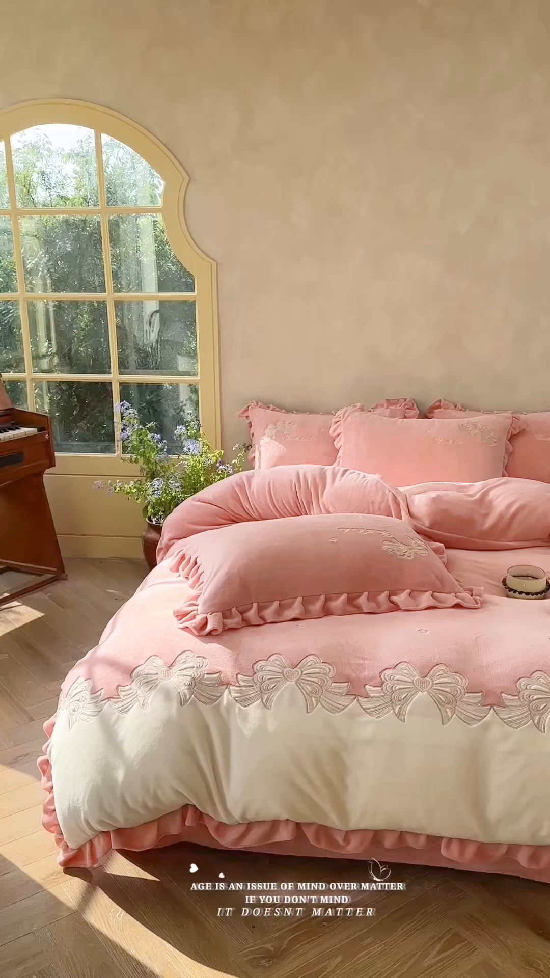 91家纺网 家纺一手货源 找家纺 可以家居 2025新款高克重全消光超细旦奶芙云绒四件套-玛利亚系列-莫妮卡 莫妮卡粉豆沙