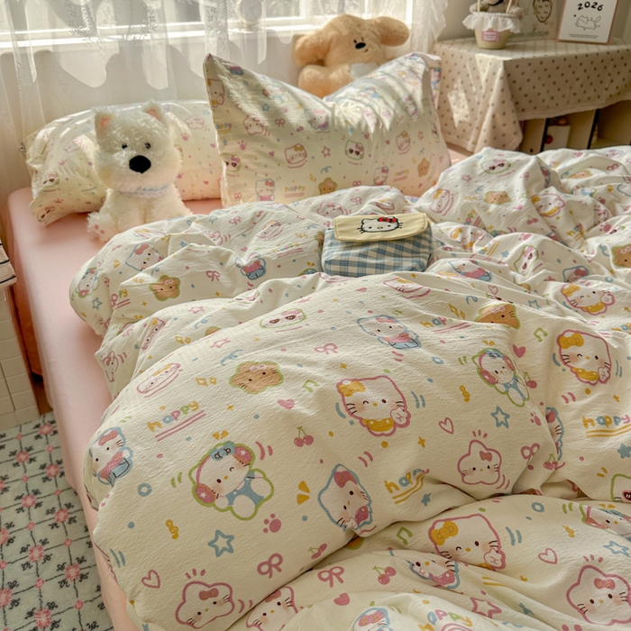 91家纺网 家纺一手货源 找家纺 （总）花伞家居 2025新款印花双层纱四件套（提供买家秀）