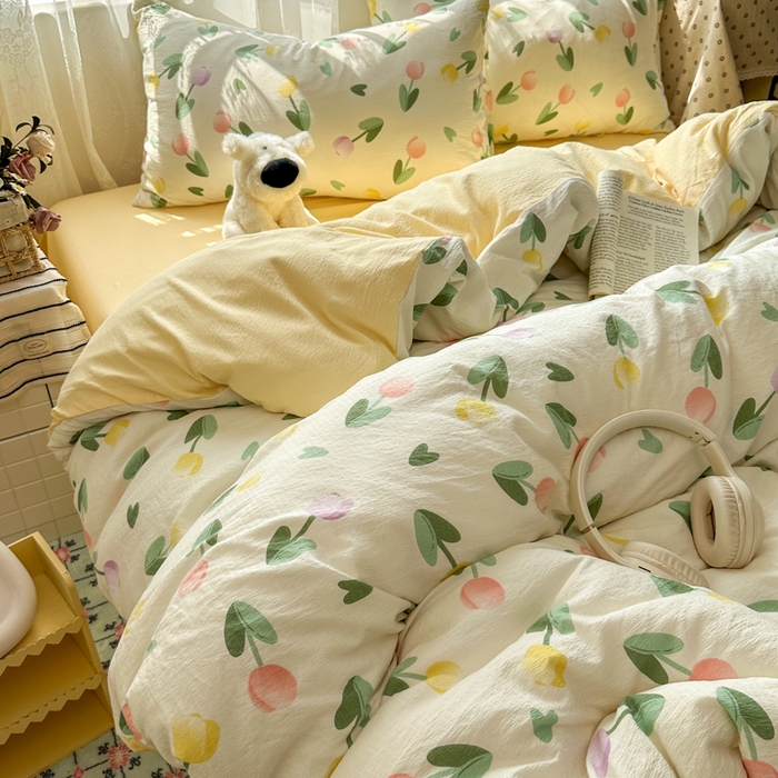 91家纺网 家纺一手货源 找家纺 （总）花伞家居 2025新款印花双层纱四件套（提供买家秀）