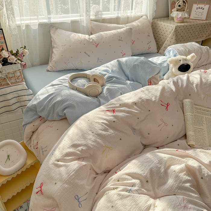 91家纺网 家纺一手货源 找家纺 （总）花伞家居 2025新款印花双层纱四件套（提供买家秀）