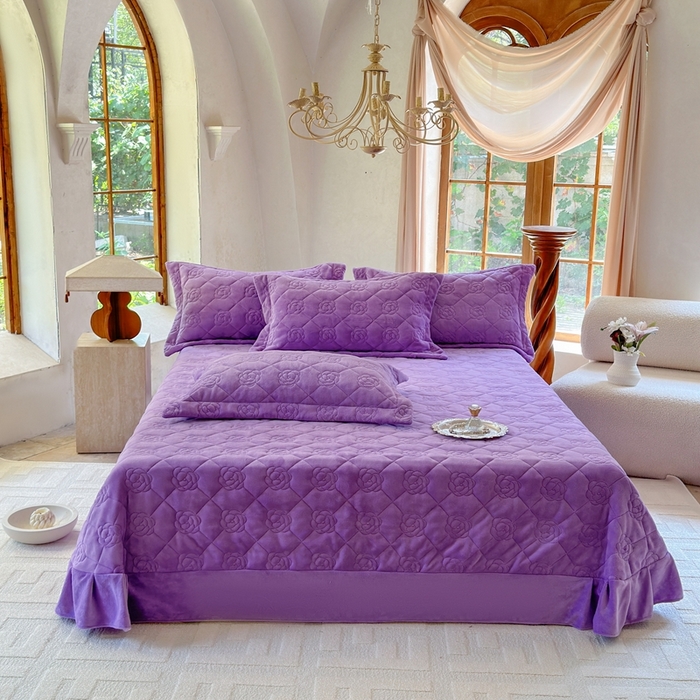 7V 2025新款牛奶绒床盖 魅紫