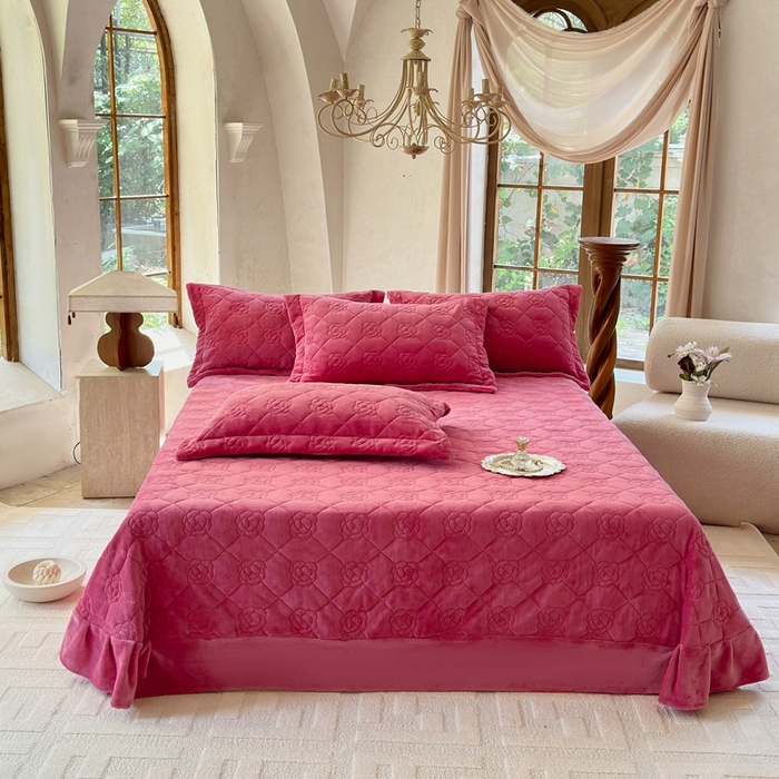 7V 2025新款牛奶绒床盖 豆沙