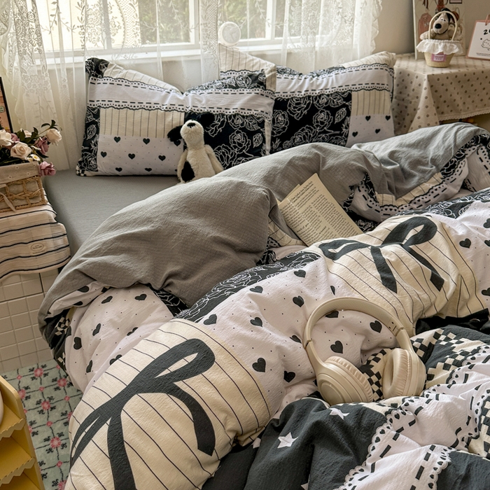 91家纺网 家纺一手货源 找家纺 花伞家居 2025新款印花双层纱四件套（提供买家秀） 维壹