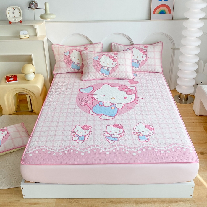 91家纺网 家纺一手货源 找家纺 一电 2025新款夏季牛奶丝凉席床笠可水洗凉感丝凉席学生宿舍单人裸睡空调席子 欢乐KT