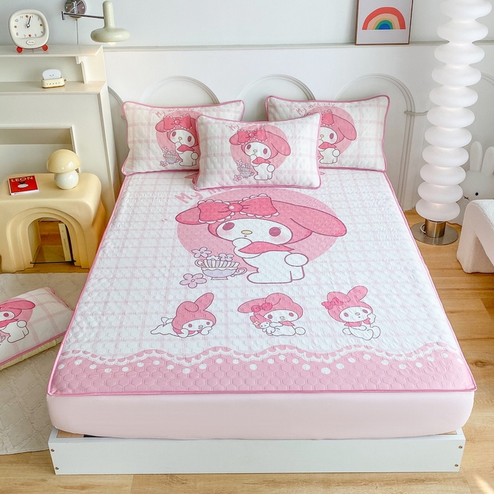 91家纺网 家纺一手货源 找家纺 一电 2025新款夏季牛奶丝凉席床笠可水洗凉感丝凉席学生宿舍单人裸睡空调席子 欢乐美乐蒂