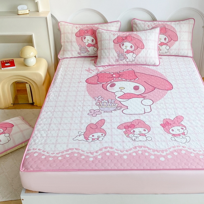 91家纺网 家纺一手货源 找家纺 一电 2025新款夏季牛奶丝凉席床笠可水洗凉感丝凉席学生宿舍单人裸睡空调席子 欢乐美乐蒂