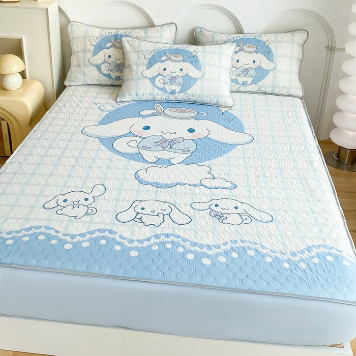 91家纺网 家纺一手货源 找家纺 一电 2025新款夏季牛奶丝凉席床笠可水洗凉感丝凉席学生宿舍单人裸睡空调席子 欢乐玉桂狗