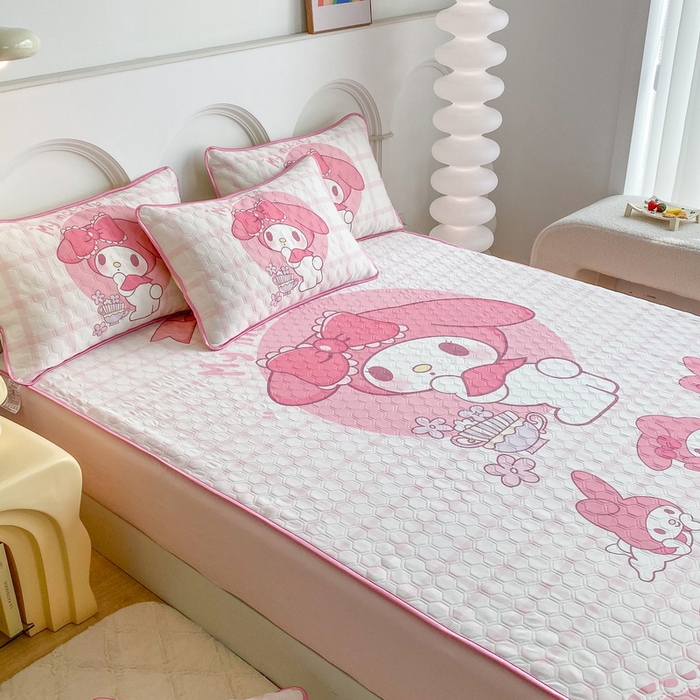 91家纺网 家纺一手货源 找家纺 一电 2025新款夏季牛奶丝凉席床笠可水洗凉感丝凉席学生宿舍单人裸睡空调席子 欢乐美乐蒂