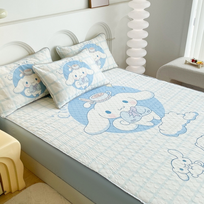 91家纺网 家纺一手货源 找家纺 一电 2025新款夏季牛奶丝凉席床笠可水洗凉感丝凉席学生宿舍单人裸睡空调席子 欢乐玉桂狗