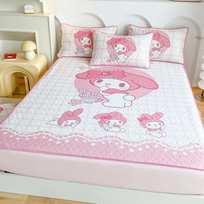 91家纺网 家纺一手货源 找家纺 一电 2025新款夏季牛奶丝凉席床笠可水洗凉感丝凉席学生宿舍单人裸睡空调席子 欢乐美乐蒂