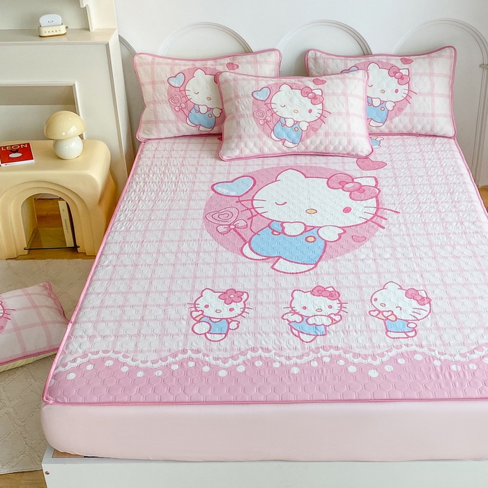 91家纺网 家纺一手货源 找家纺 一电 2025新款夏季牛奶丝凉席床笠可水洗凉感丝凉席学生宿舍单人裸睡空调席子 欢乐KT