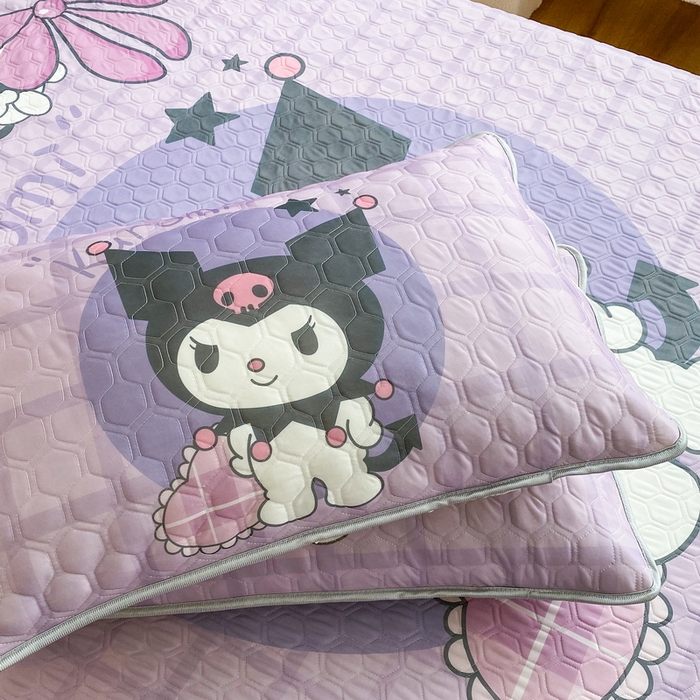 91家纺网 家纺一手货源 找家纺 一电 2025新款夏季牛奶丝凉席床笠可水洗凉感丝凉席学生宿舍单人裸睡空调席子 欢乐库洛米（大版）