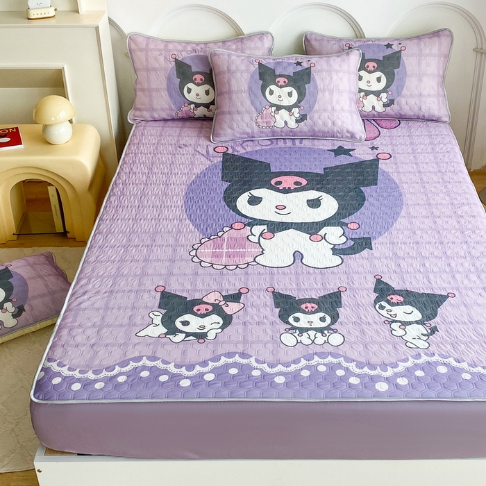 91家纺网 家纺一手货源 找家纺 一电 2025新款夏季牛奶丝凉席床笠可水洗凉感丝凉席学生宿舍单人裸睡空调席子 欢乐库洛米（大版）