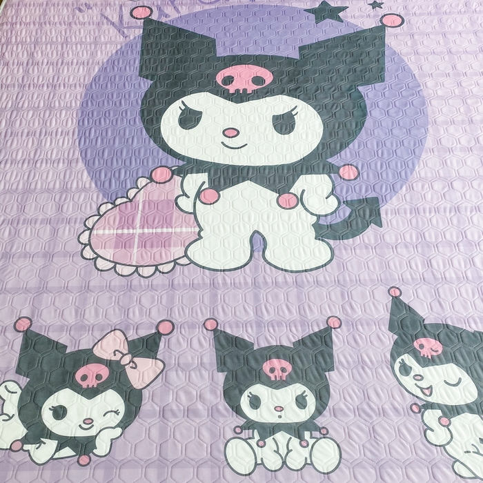 91家纺网 家纺一手货源 找家纺 一电 2025新款夏季牛奶丝凉席床笠可水洗凉感丝凉席学生宿舍单人裸睡空调席子 欢乐库洛米（大版）