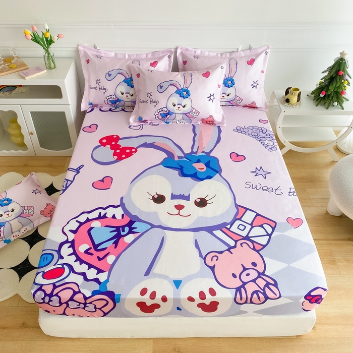 91家纺网 家纺一手货源 找家纺 一电 2025新款跨境电商外贸夏季卡通冰丝凉席床笠可水洗学生宿舍单人空调席子 冰冰星黛露