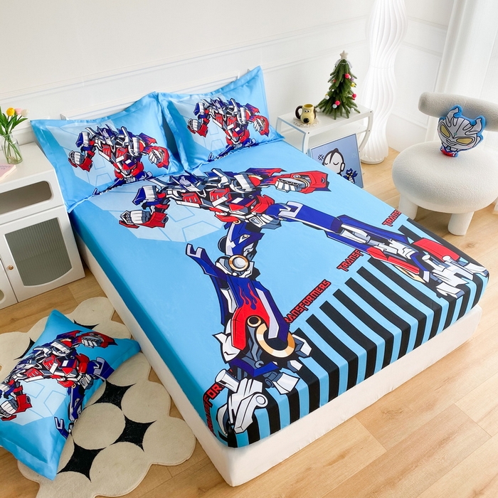 91家纺网 家纺一手货源 找家纺 一电 2025新款跨境电商外贸夏季卡通冰丝凉席床笠可水洗学生宿舍单人空调席子 机器人