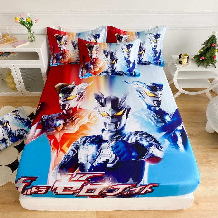 91家纺网 家纺一手货源 找家纺 一电 2025新款跨境电商外贸夏季卡通冰丝凉席床笠可水洗学生宿舍单人空调席子 星星奥特曼