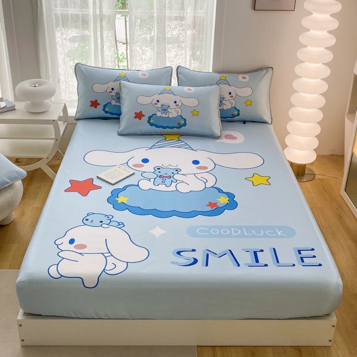 91家纺网 家纺一手货源 找家纺 一电 2025新款跨境电商外贸夏季卡通冰丝凉席床笠可水洗学生宿舍单人空调席子 小熊玉桂狗