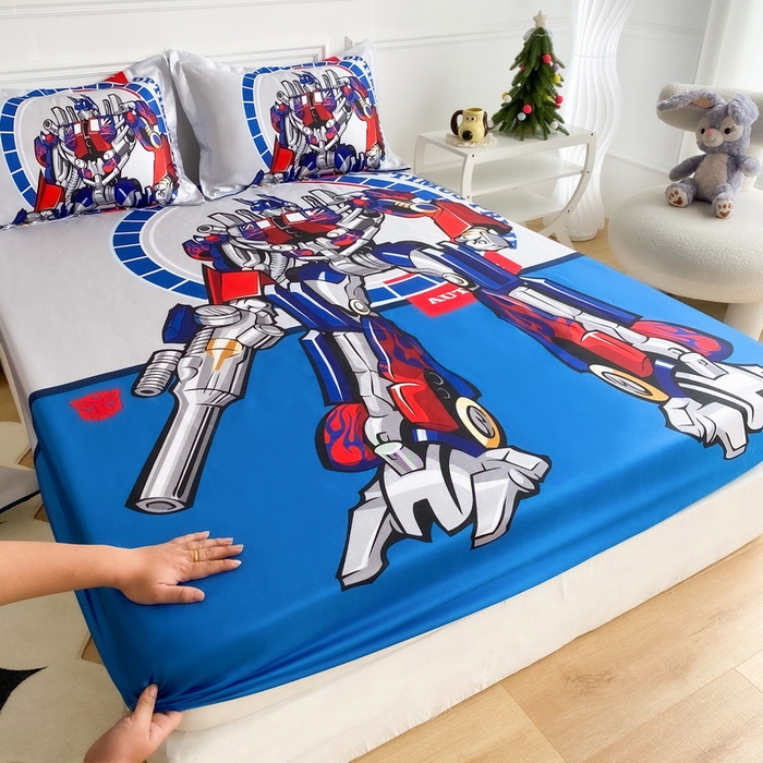 91家纺网 家纺一手货源 找家纺 一电 2025新款跨境电商外贸夏季卡通冰丝凉席床笠可水洗学生宿舍单人空调席子 圈圈机器人