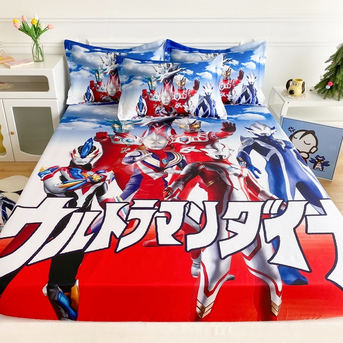 91家纺网 家纺一手货源 找家纺 一电 2025新款跨境电商外贸夏季卡通冰丝凉席床笠可水洗学生宿舍单人空调席子 帅气奥特曼