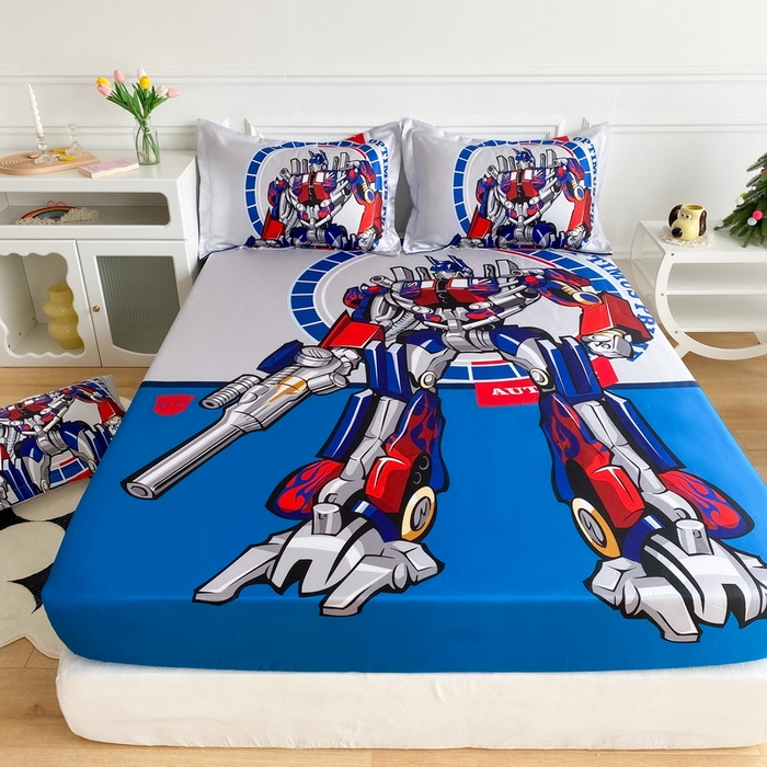 91家纺网 家纺一手货源 找家纺 一电 2025新款跨境电商外贸夏季卡通冰丝凉席床笠可水洗学生宿舍单人空调席子 圈圈机器人