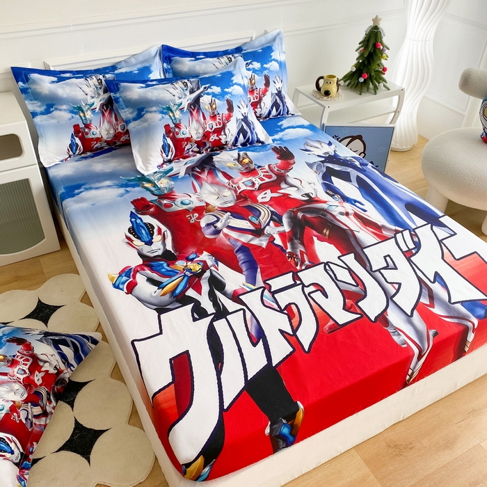 91家纺网 家纺一手货源 找家纺 一电 2025新款跨境电商外贸夏季卡通冰丝凉席床笠可水洗学生宿舍单人空调席子 帅气奥特曼