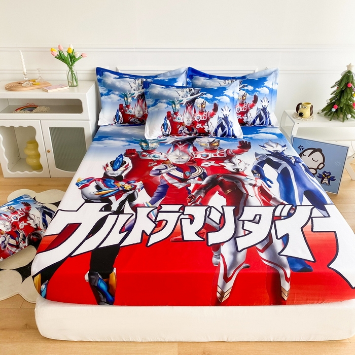 91家纺网 家纺一手货源 找家纺 一电 2025新款跨境电商外贸夏季卡通冰丝凉席床笠可水洗学生宿舍单人空调席子 帅气奥特曼