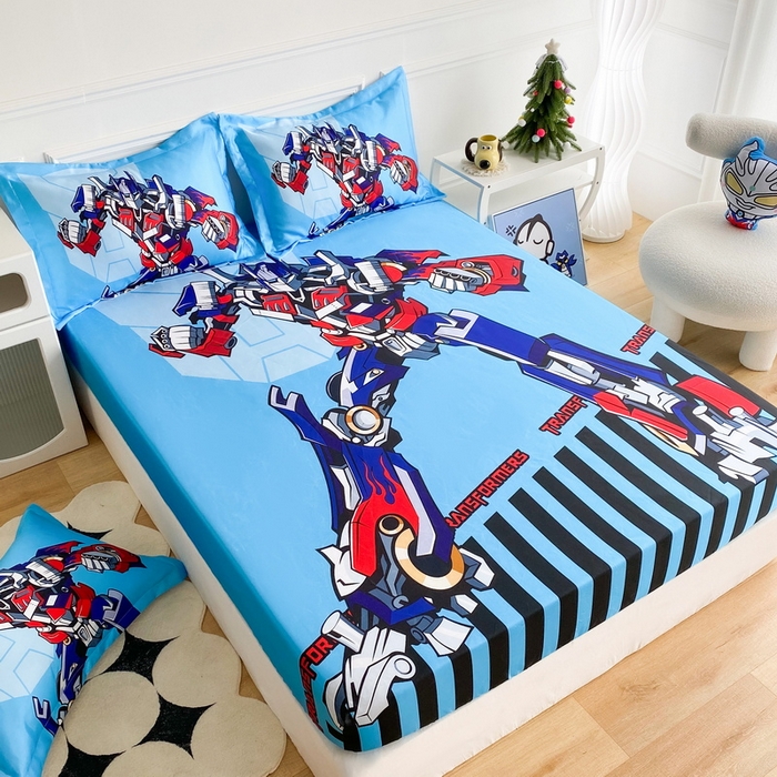 91家纺网 家纺一手货源 找家纺 一电 2025新款跨境电商外贸夏季卡通冰丝凉席床笠可水洗学生宿舍单人空调席子 机器人