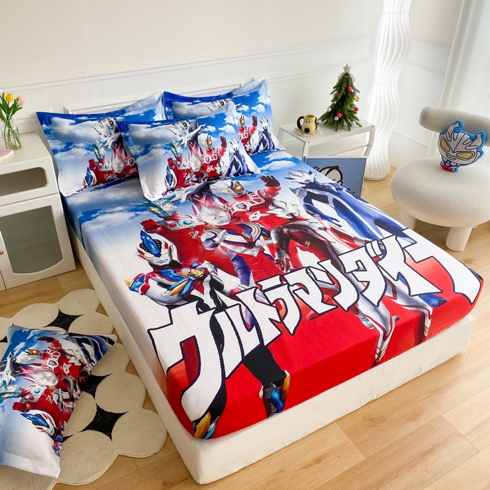 91家纺网 家纺一手货源 找家纺 一电 2025新款跨境电商外贸夏季卡通冰丝凉席床笠可水洗学生宿舍单人空调席子 帅气奥特曼